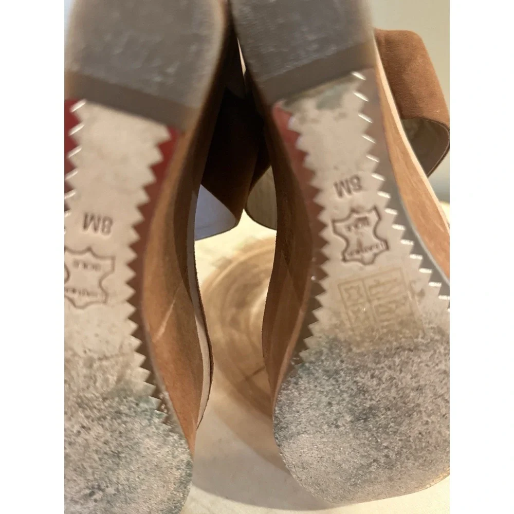 Tory Burch Loretta 120mm Lancaster Cuoio Brown Suede Platform‎ Wedge Sandals 8